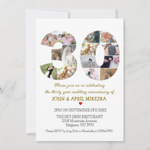 Convites Aniversário de Casamento de Fotos Personalizado Nú