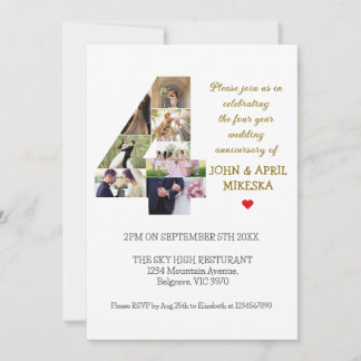 Convites Aniversário de Casamento de Fotos Personalizado Nú