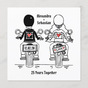 Convites Aniversário de Casamento de Motocicleta Personaliz
