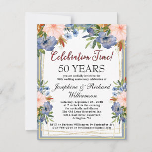 Convites Aniversário de Casamento de Orçamento Floral Chic 