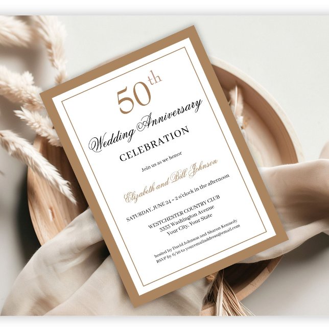 Convites Aniversário de Casamento de Ouro Clássico 50 anos (Criador carregado)