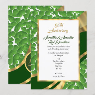 Convites Aniversário de casamento de ouro do trevo irlandês