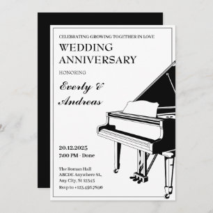 Convites Aniversário de Casamento de Piano do minimalista b