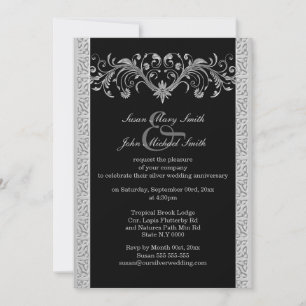 Convites Aniversário de casamento de prata black engagement