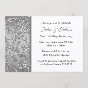 Convites Aniversário de casamento de prata redemoinho flora
