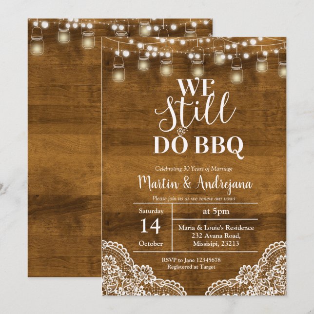 Convites Aniversário de casamento de renda Nós ainda fazemo (Frente/Verso)