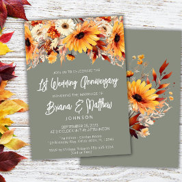 Convites Aniversário de Casamento de rua Floral Verde