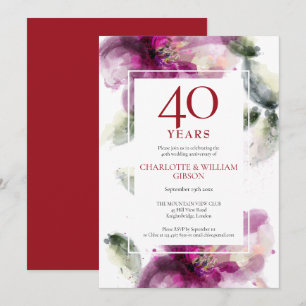 Convites Aniversário de Casamento de Rubi 40 anos Chic Lili
