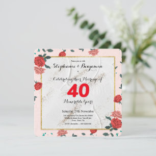 Convites Aniversário de Casamento de Rubi de 40 anos com Ti