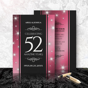 Convites Aniversário de Casamento de Ruby da Elegante 52ª