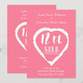 Convites aniversário de casamento de seda 12 anos tradicion