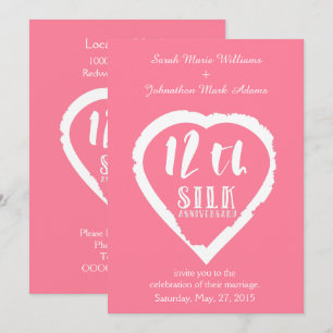 Convites aniversário de casamento de seda tradicional 12 an