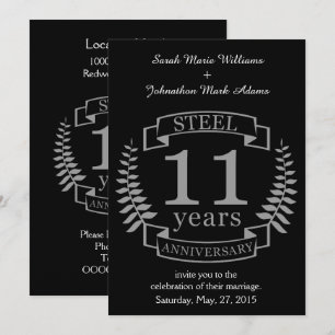 Convites Aniversário de casamento de Steel Eleven 11 anos
