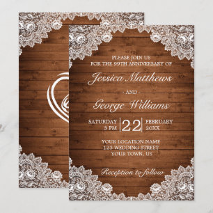 Convites Aniversário de Casamento de Wood & White Lace