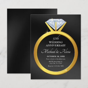 Convites Aniversário de casamento do anel de diamantes simp