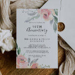 Convites Aniversário de Casamento do Elegante Blush Floral<br><div class="desc">Este elegante convite para o aniversário de 50 anos de casamento floral cor-de-rosa é perfeito para um evento moderno. A design apresenta rosas rosas desenhadas à mão e peônias com folhas verdes e cinzas,  inspirando beleza natural. Altere o número para celebrar qualquer marco de aniversário.</div>