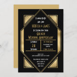 Convites Aniversário de Casamento do Ouro Art Deco<br><div class="desc">Voltando no tempo para o glam da 1920 com este convite ao estilo de Deco de Arte Negra e Ouro para a sua Festa de casamento Ouro. Personalize facilmente a tipografia com seus detalhes.</div>