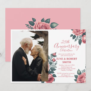 Convites aniversário de casamento do ouro azul floral