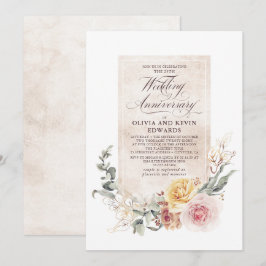 Convites Aniversário de Casamento Elegante das Flores Terre