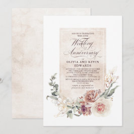 Convites Aniversário de Casamento Elegante das Flores Terre