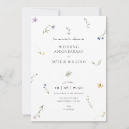 Convites Aniversário de casamento elegante de flores selvag