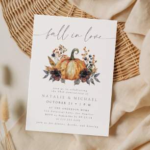 Convites Aniversário de Casamento Floral Outonal Mal-humora