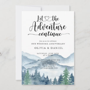 Convites Aniversário de Casamento Floresta Montanhosa Aquar