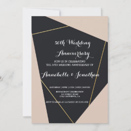 Convites Aniversário de casamento geométrico rosa preto e d