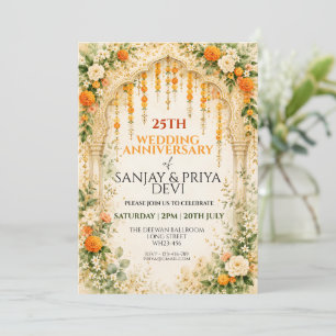 Convites Aniversário de Casamento Hindu Indiano Lótus Laran