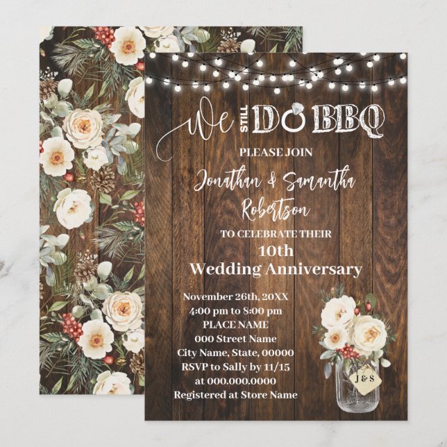 Convites Aniversário de Casamento no Inverno Ocidental (Frente/Verso)