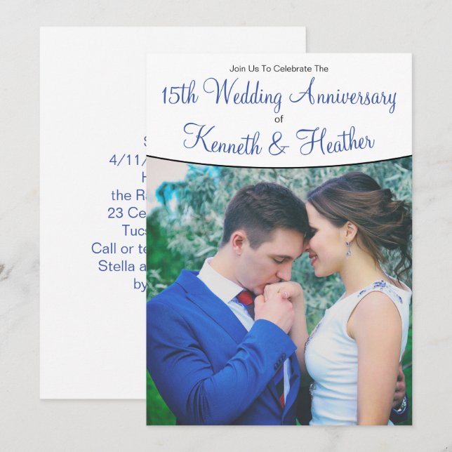 Convites Aniversário de Casamento Número Personalizado e Fo (Frente/Verso)