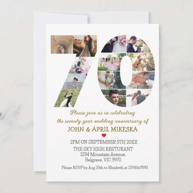 Convites Aniversário de Casamento Personalizado de Foto Núm (Frente)