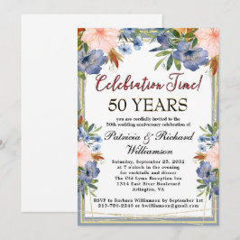 Convites Aniversário de Casamento Personalizado Floral Chic