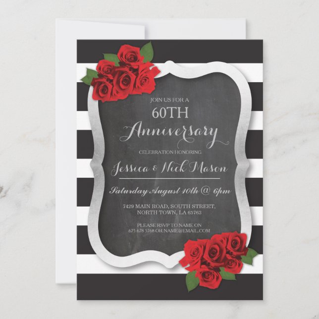 Convites Aniversário de Casamento Prata Diamante 60º 25 Con (Frente)