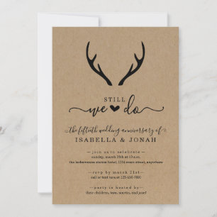 Convites Aniversário de Casamento Rustic Antlers