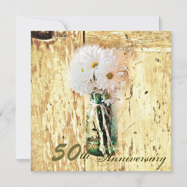 Convites aniversário de casamento rústico do país 50th do (Frente)