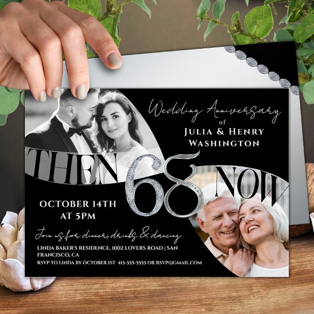 Convites Aniversário de Casamento Sofisticado Moderno de 68 (Criador carregado)