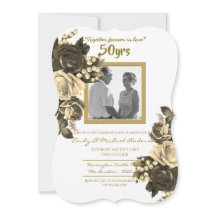 Aniversário de Casamento Vintage Rose - 50º Dourad