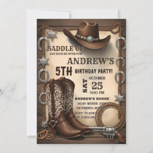 Convites Aniversário de Caubói com Selim Country Personaliz