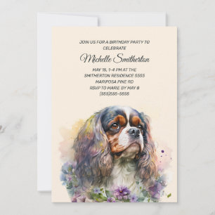 Convites Aniversário de Cavalier King Charles Spaniel