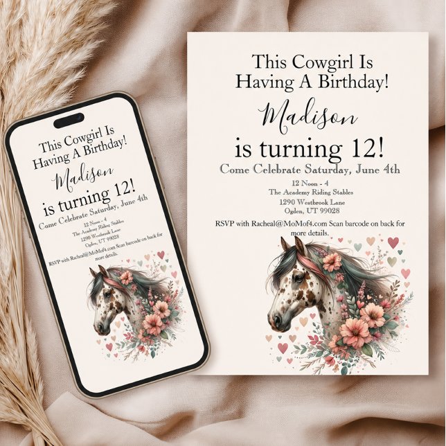 Convites Aniversário de Cavalo Appaloosa  (Criador carregado)