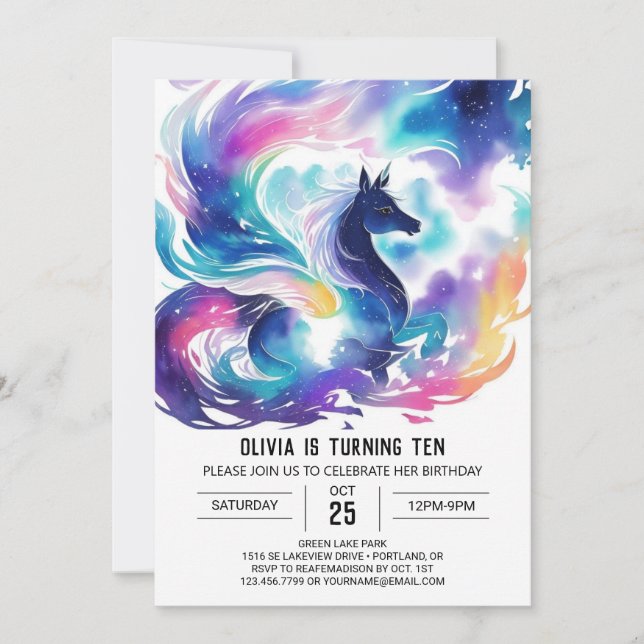 Convites Aniversário de Cavalo Encantado para Crianças (Frente)