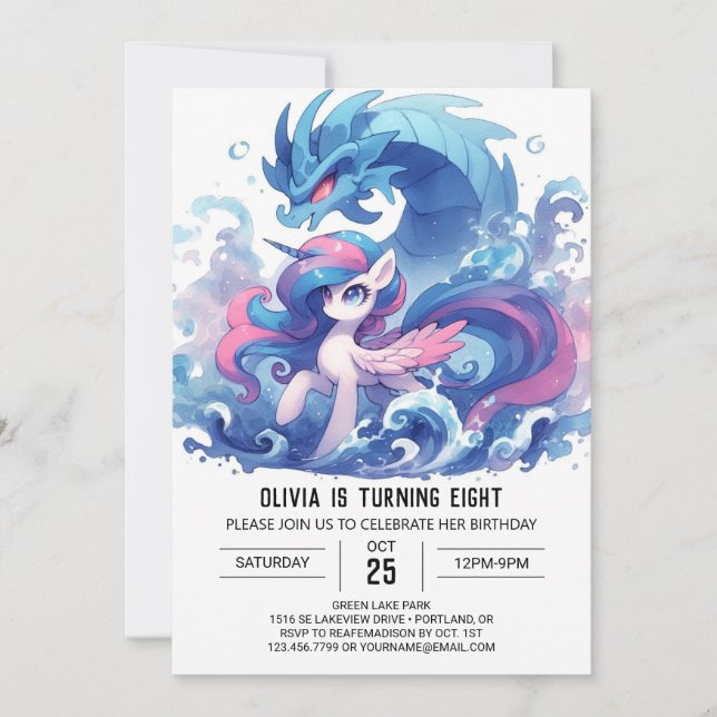 Convites Aniversário de Cavalo Imprimível com Aquarela (Frente)