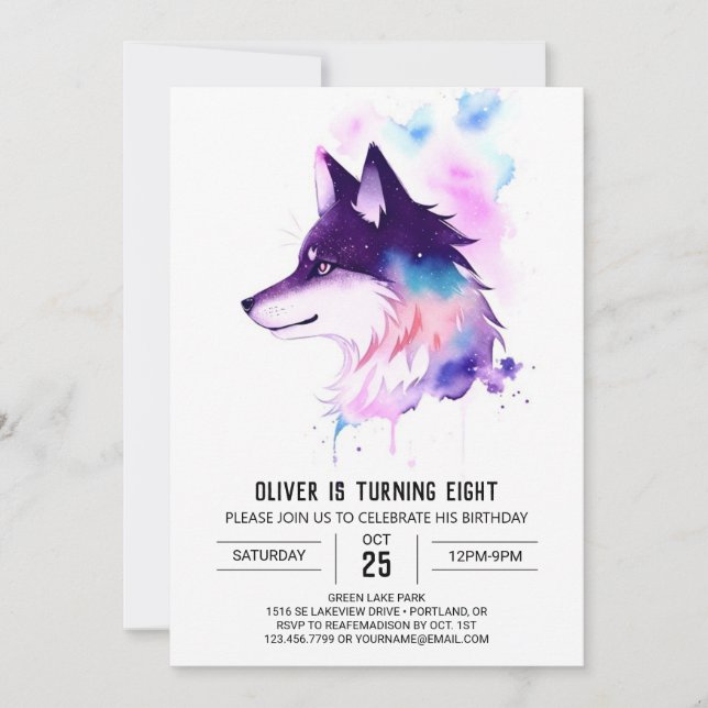 Convites Aniversário de Celestial Howling Wolf (Frente)