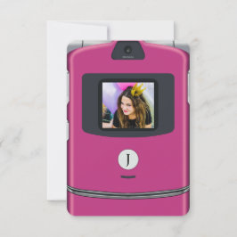 Convites Aniversário de Celular Flip Rosa dos Anos 2000