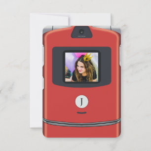 Convites Aniversário de Celular Flip Vermelho dos Anos 2000