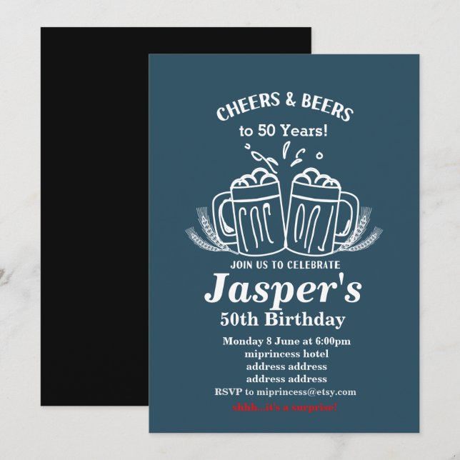 Convites Aniversário de cerveja, aplausos a qualquer ano! (Frente/Verso)