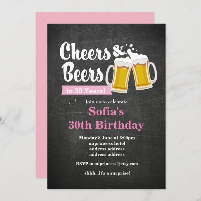Convites Aniversário de cerveja, aplausos a qualquer ano! (Frente/Verso)