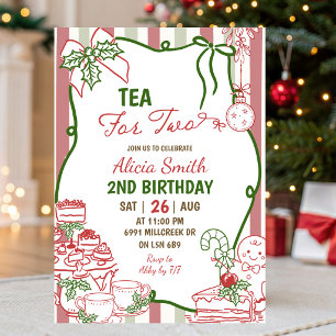 Convites Aniversário de Chá de Natal Manuscrito Doodle para