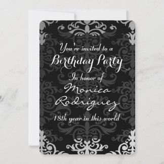 Convites aniversário de Chic Damask